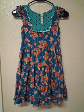 Matilda Jane Teal Dress with Orange Rose Print